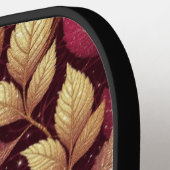 Rode Maroon Gouden Glitter Herfstbladeren Patroon Pickleball Paddle (Links Detail)