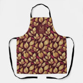 Rode Maroon Gouden Glitter Herfstbladeren Patroon Schort (Voorkant)