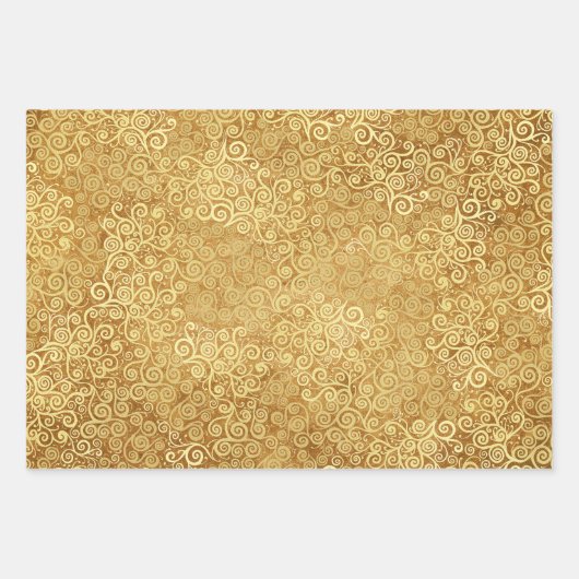 Rode Maroon & Gouden Swirls Patroon Boho Kerstmis Inpakpapier Vel (Voorkant 2)