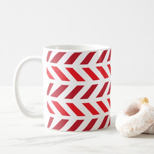 Rode Maroon Streep Chevron Zigzag Patroon Koffiemok (Met donut)