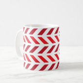 Rode Maroon Streep Chevron Zigzag Patroon Koffiemok (Voorkant links)