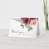 RODE MARSALA BLUSH ROZE FLORALE ACOUCHEURE TROUWEN BEDANKKAART (Voorkant)