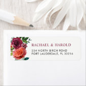 Rode Marsala Bourgogne Botanische Bloemen Etiket (Insitu)