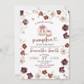 Rode Marsala Herfst Wildflower Pompoen Baby shower Kaart (Voorkant)