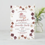 Rode Marsala Herfst Wildflower Pompoen Baby shower Kaart (Staand voorkant)