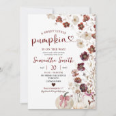 Rode Marsala Pompoen Herfst Wildflower Baby shower Kaart (Voorkant)