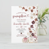 Rode Marsala Pompoen Herfst Wildflower Baby shower Kaart (Staand voorkant)
