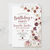 Rode Marsala Pompoen Herfst Wildflower Verjaardag Kaart (Voorkant)