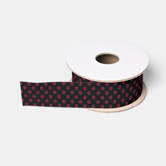 Rode Marsala vintage stippen Grosgrain Lint (Spoel)