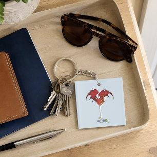 Rode Martini Draak Cocktail Fantasie Illustratie Sleutelhanger