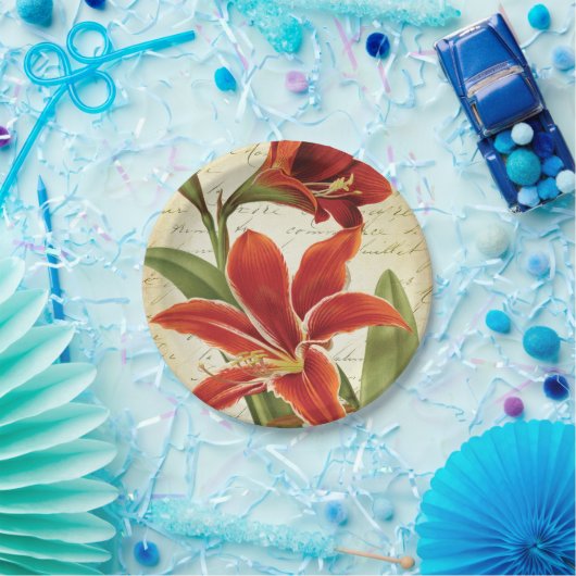 Rode maryllis kerstventilator Botanisch Papieren Bordje (Feest)