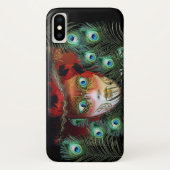 RODE MASK MET PEACOCK FEATHERS MASQUERADE PARTIJ Case-Mate iPhone CASE (Achterkant)