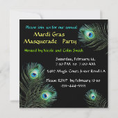 RODE MASK MET PEACOCK FEATHERS MASQUERADE PARTIJ KAART (Achterkant)