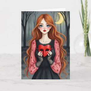 Rode Masker Meisjes Halloween Kaart