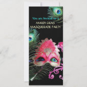 RODE MASKER MET PAUWENVEREN MASKERADE FEest Kaart (Voorkant)