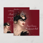Rode Masker Sweet 16 Maskerade Feest Kaart (Voorkant / Achterkant)