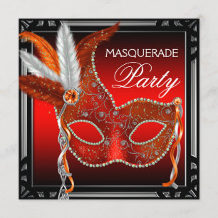 Rode Masker Zwart Rode Maskerade Feest Kaart