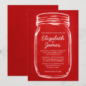 Rode  Mason Jar Wedding Invitations Kaart (Voorkant / Achterkant)