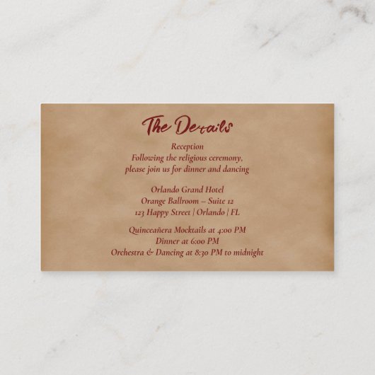 Rode Masquerade Bourgondische Engelse Rozen Quince Informatiekaartje (Achterkant)