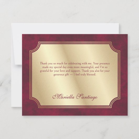 Rode Masquerade Masker Elegante Quinceanera Bedankkaart (Achterkant)