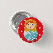 Rode matriochka-badge ronde button 3,2 cm (Voorkant /achterkant)