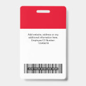 Rode Medewerker QR-code, streepjescode, Logo, naam Badge (Achterkant)