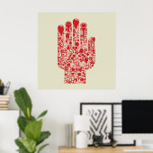 Rode Medische Hand Symbool Gezondheidszorg Poster (Thuiskantoor)
