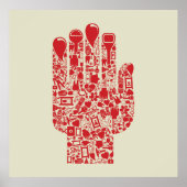 Rode Medische Hand Symbool Gezondheidszorg Poster (Voorkant)