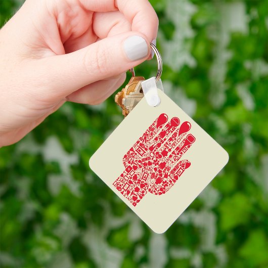 Rode Medische Hand Symbool Gezondheidszorg Sleutelhanger