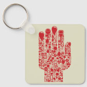 Rode Medische Hand Symbool Gezondheidszorg Sleutelhanger (Voorkant)