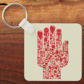 Rode Medische Hand Symbool Gezondheidszorg Sleutelhanger (Voorkant)