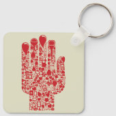 Rode Medische Hand Symbool Gezondheidszorg Sleutelhanger (Achterkant)