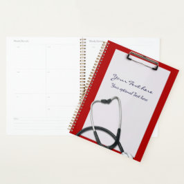 Rode medische klembord met Stethoscoop Planner