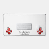 Rode Medische Kruis Symbool Zilveren Slang Bureaumat (Keyboard & Muis)