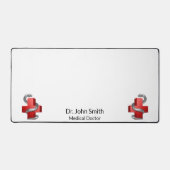 Rode Medische Kruis Symbool Zilveren Slang Bureaumat (Voorkant)