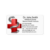 Rode Medische Kruis Symbool Zilveren Slang Etiket (Voorkant)