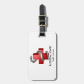 Rode Medische Kruis Zilveren Slang Symbool Slang Bagagelabel (Voorkant verticaal)