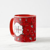 Rode medische stethoscopen voor artsen naam mok (Voorkant links)