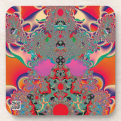 Rode Meditatieve Fractale Abstracte Kunst Bier Onderzetter (Voorkant)