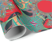 Rode Meditatieve Fractale Abstracte Kunst Cadeaupapier (Rol Hoek)