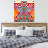 Rode Meditatieve Fractale Abstracte Kunst Canvas Afdruk (Insitu (Slaapkamer))