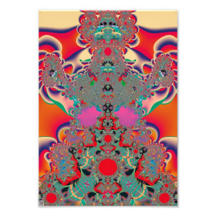 Rode Meditatieve Fractale Abstracte Kunst Foto Afdruk