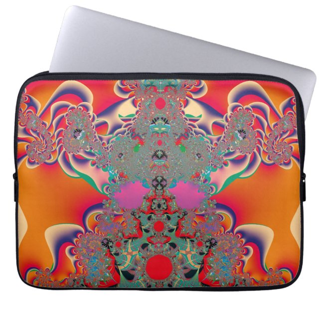 Rode Meditatieve Fractale Abstracte Kunst Laptop Sleeve (Voorkant)