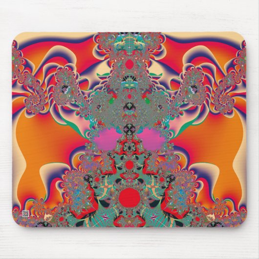 Rode Meditatieve Fractale Abstracte Kunst Muismat (Voorkant)