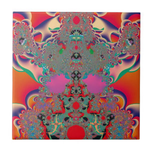 Rode Meditatieve Fractale Abstracte Kunst Tegeltje
