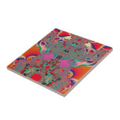 Rode Meditatieve Fractale Abstracte Kunst Tegeltje (Zijkant)