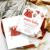 Rode Meisje Kerstman Baby shower Kaart