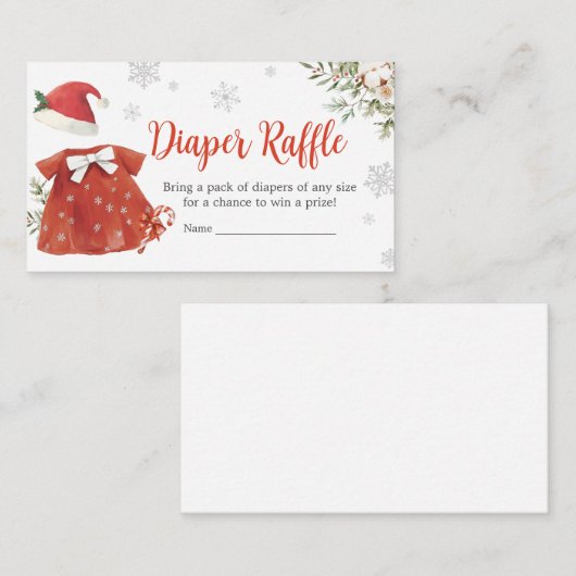 Rode Meisje Santa Christmas Baby shower Luier Raff Informatiekaartje (Voorkant / Achterkant)