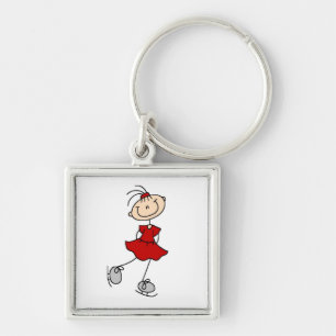 Rode meisje schaatsshirt en cadeaus sleutelhanger