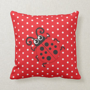 Rode meisjes ladybug noemen polka stip kussen